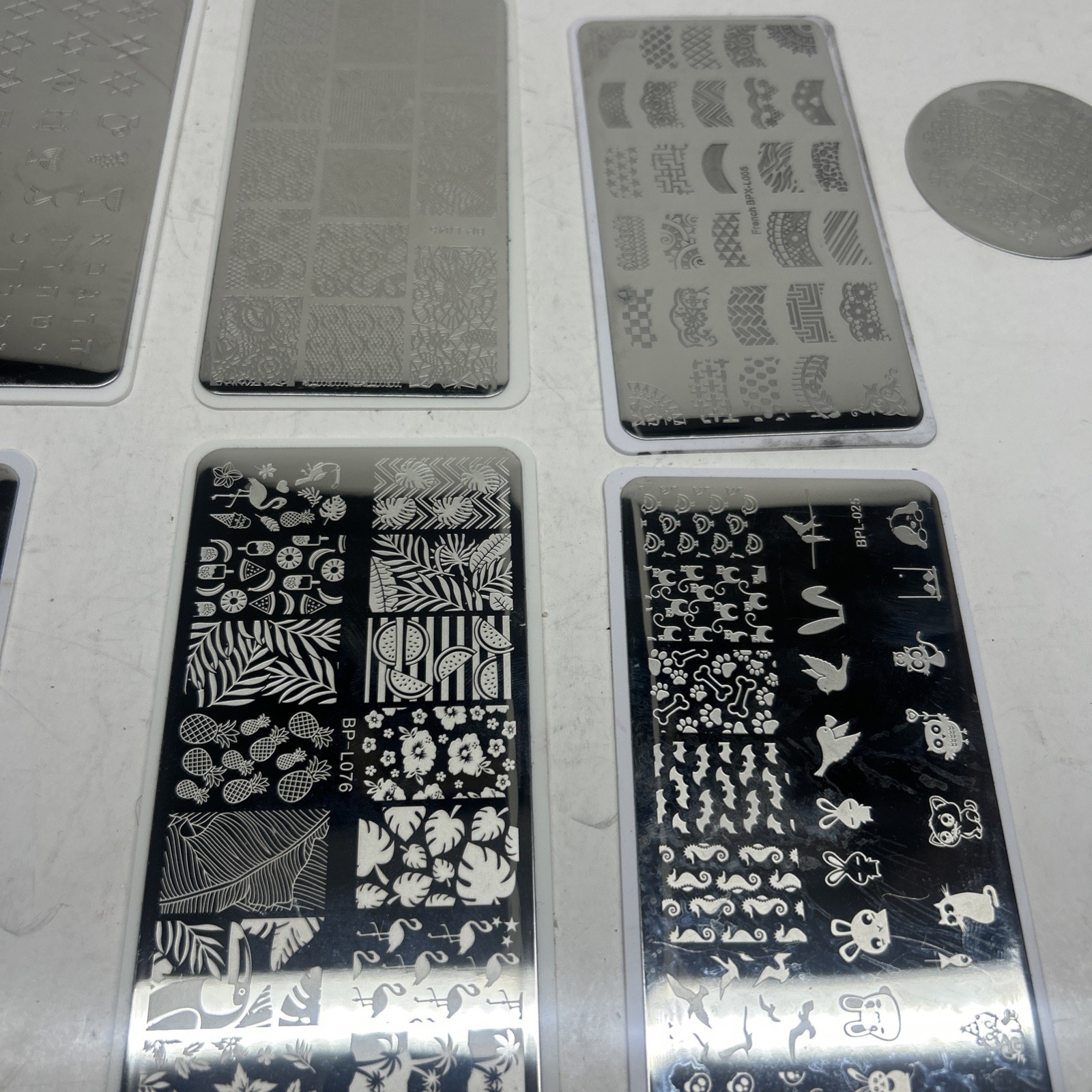 3 Whats Up Nail Stamping Plates Stainless Steel A011 Nature, B034 Abstract, B039