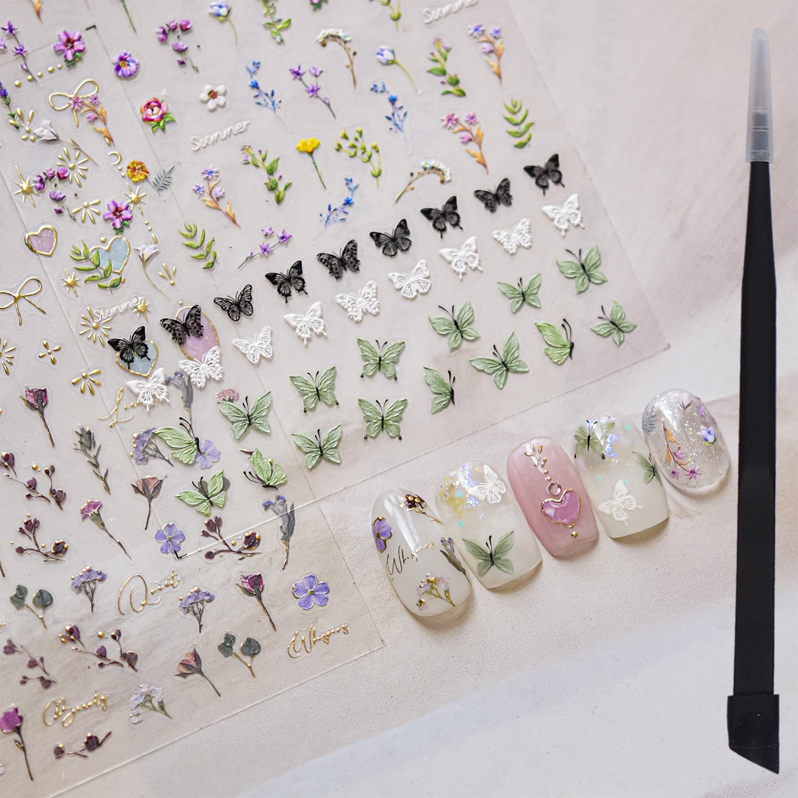 Picksweet Flower Nail Stickers for Art Decals Standard, Sunbeam Verse