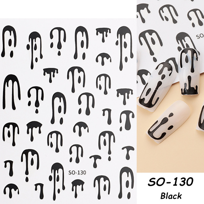 3D Nail Stickers Water Drop Flame Nail Art Decoration Stickers Decals SO130 NS39