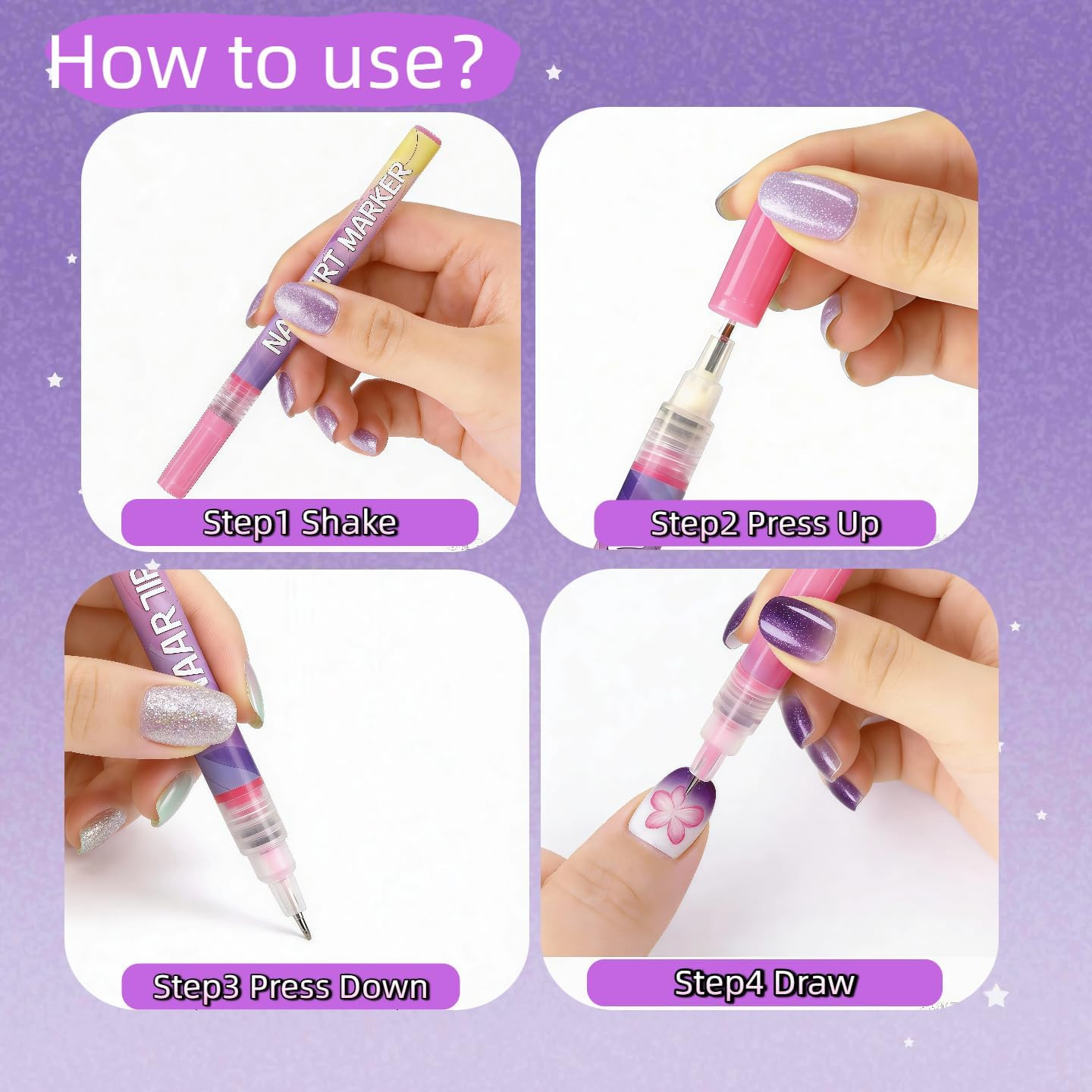 Nail Art Pens Set, Nail Art Marker for Nail Art 12 Colors with Fine Tip, DIY Nai