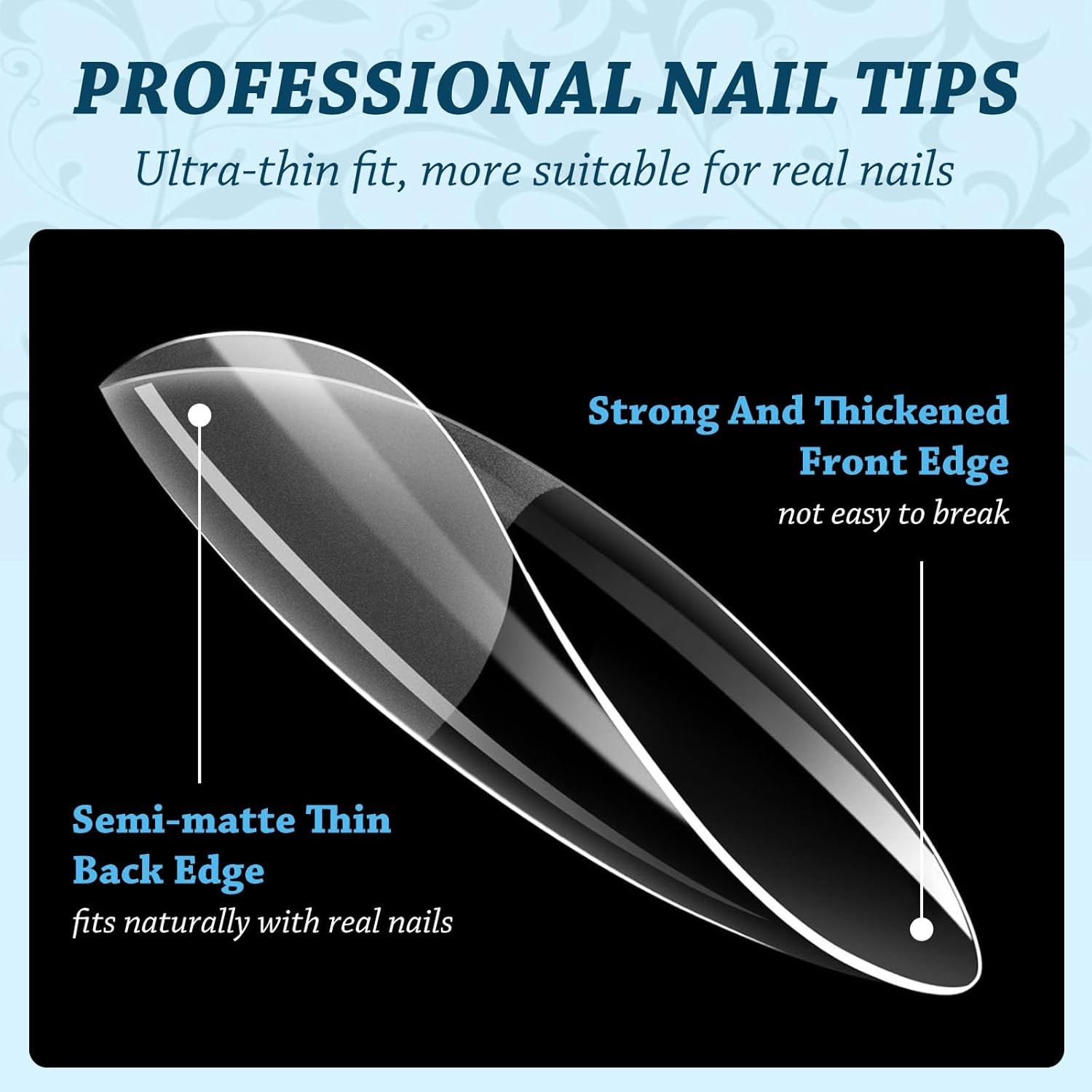 Short Almond Nail Tips, 288 PCS Gel Acrylic Nail Tips, Clear Nail Tips, Nail Sup