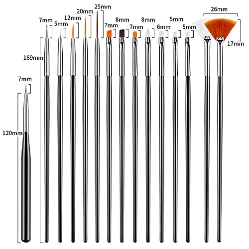 Artdone 31pc Nail Art Brush & Dotting Tool Set for Gel Polish Designs