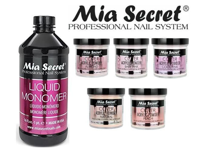 Mia Secret – Monomer 16 oz + COVER (Baby/Cool/Natural/Peach/Almond) – 4oz; 6pc