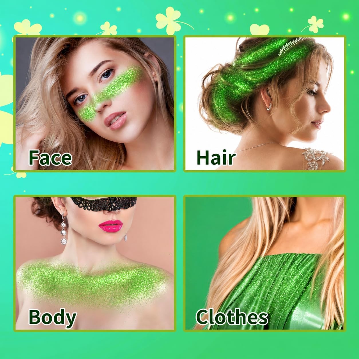Green Body Hair Glitter Spray, Shinny Sparkle Glitter Spray for Clothes,Loose…