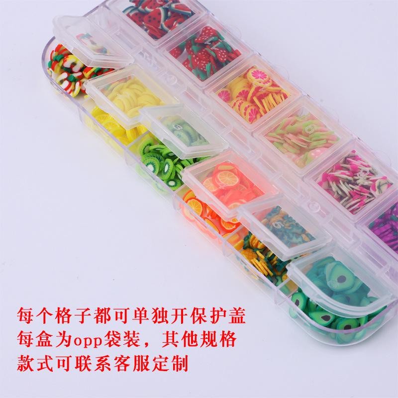 12 Grids Mixed Fruit Polymer Clay Slices,Nail Art Embellishments for DIY
