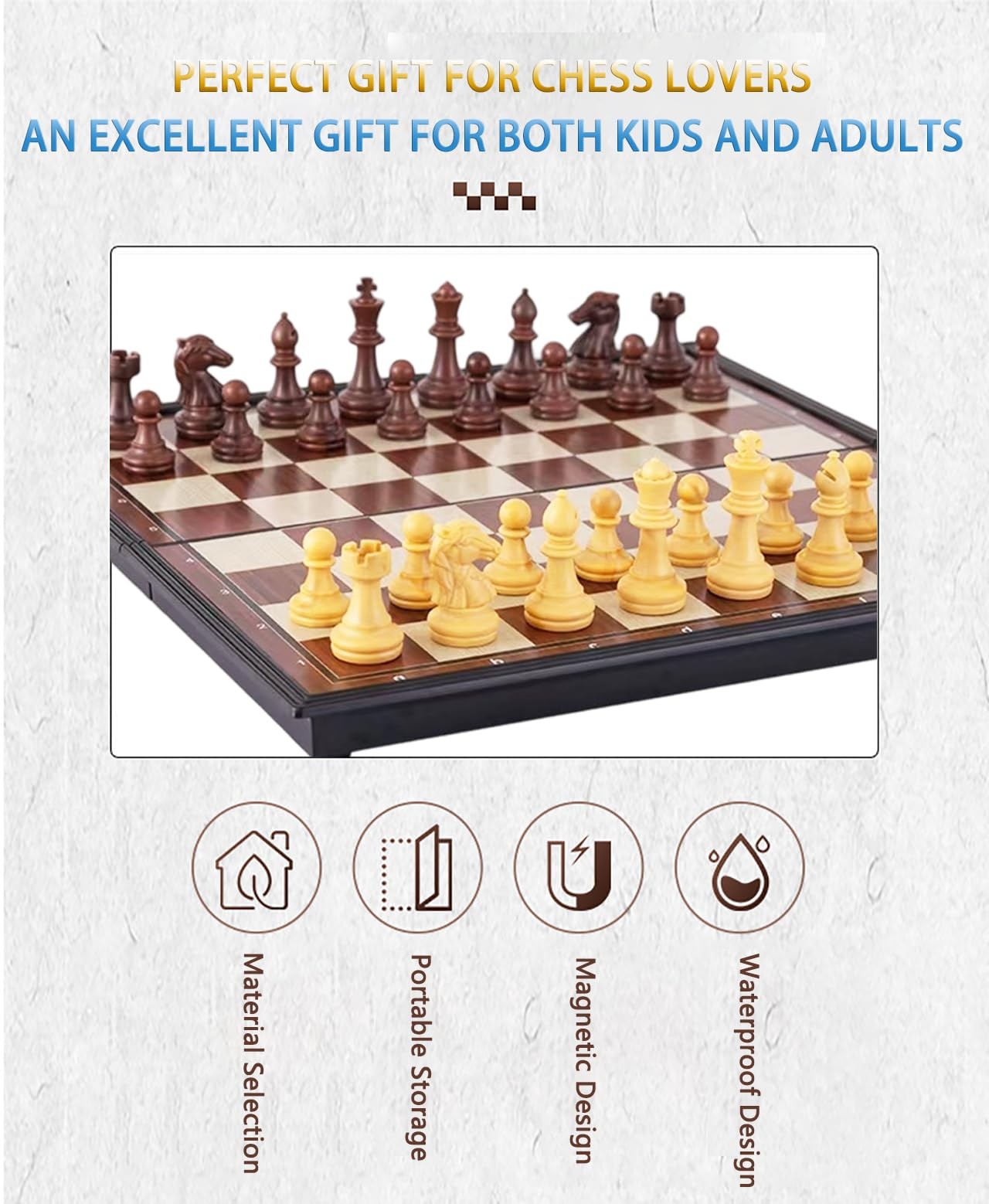 Chess Sets Magnetic Board Games – 9.5 Inches Travel Standard, Wooden-style