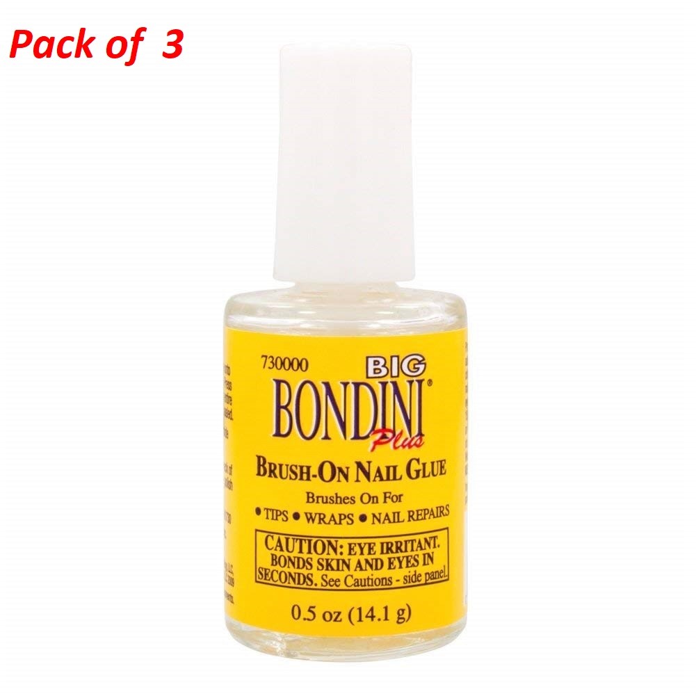 3 Pack Big Bondini Brush-On Nail Glue .5 Oz.