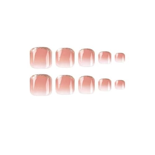 Gold Glitter French Tip Press On Toenails – 24pcs 1 Fl Oz (Pack of 1) Style006