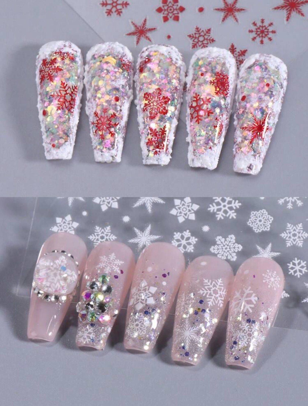 Snowflake Nail Art Stickers Festive Metallic Holographic Xmas Christmas Laser SO