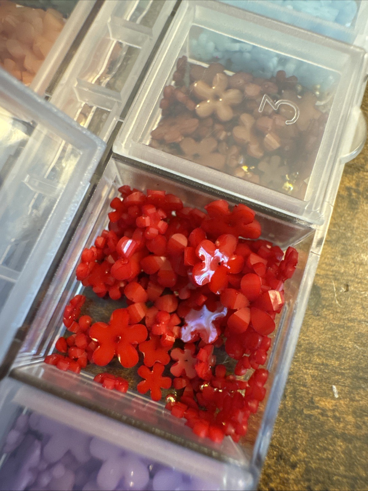 3D Mix Assorted Color Nail Charms, Acrylic Multi Blue Purple Red Pink Flower