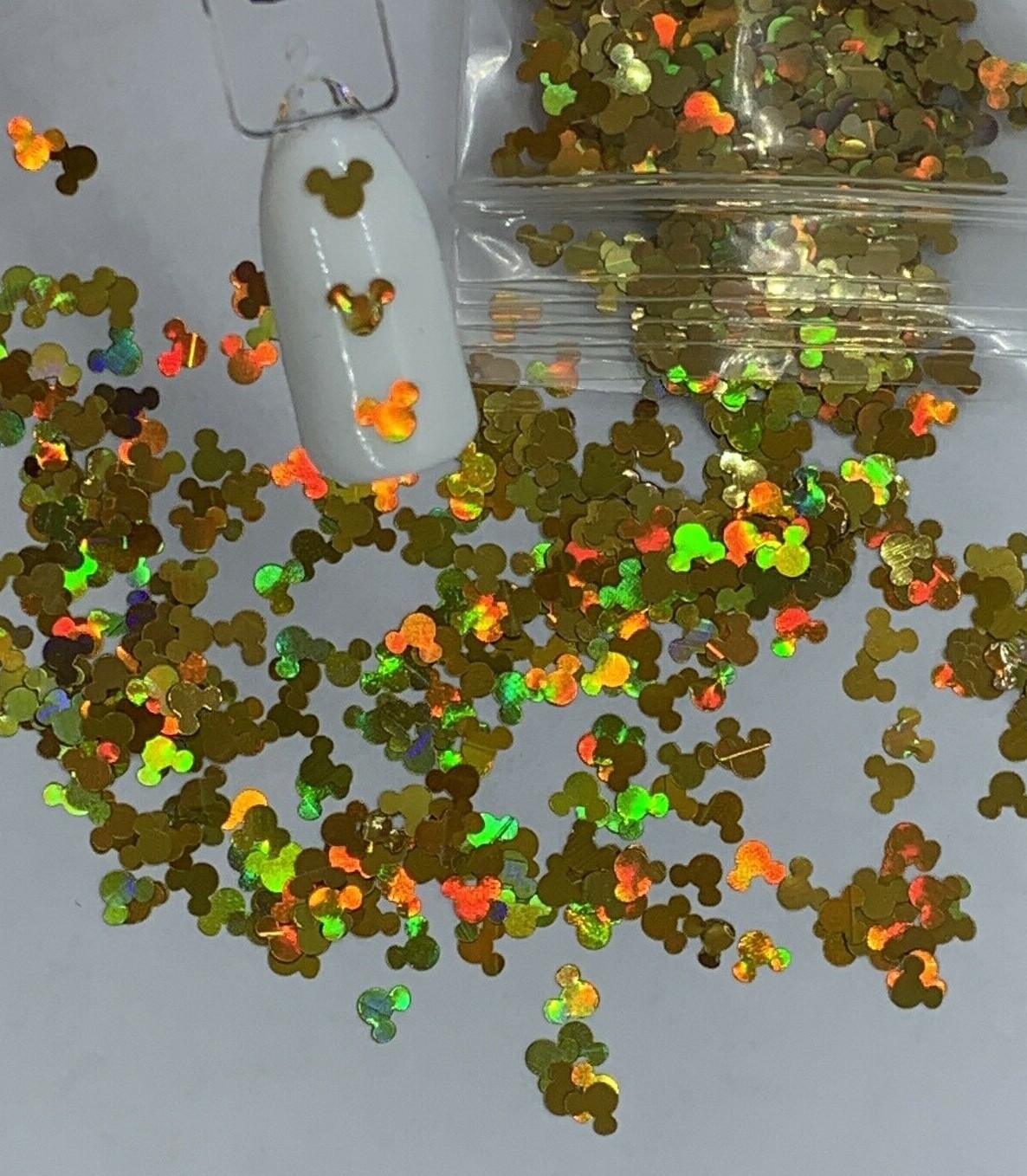 Holographic Yellow Gold Mickey Mouse Glitter | 1 TSP | Gel Nail Art & Acrylic