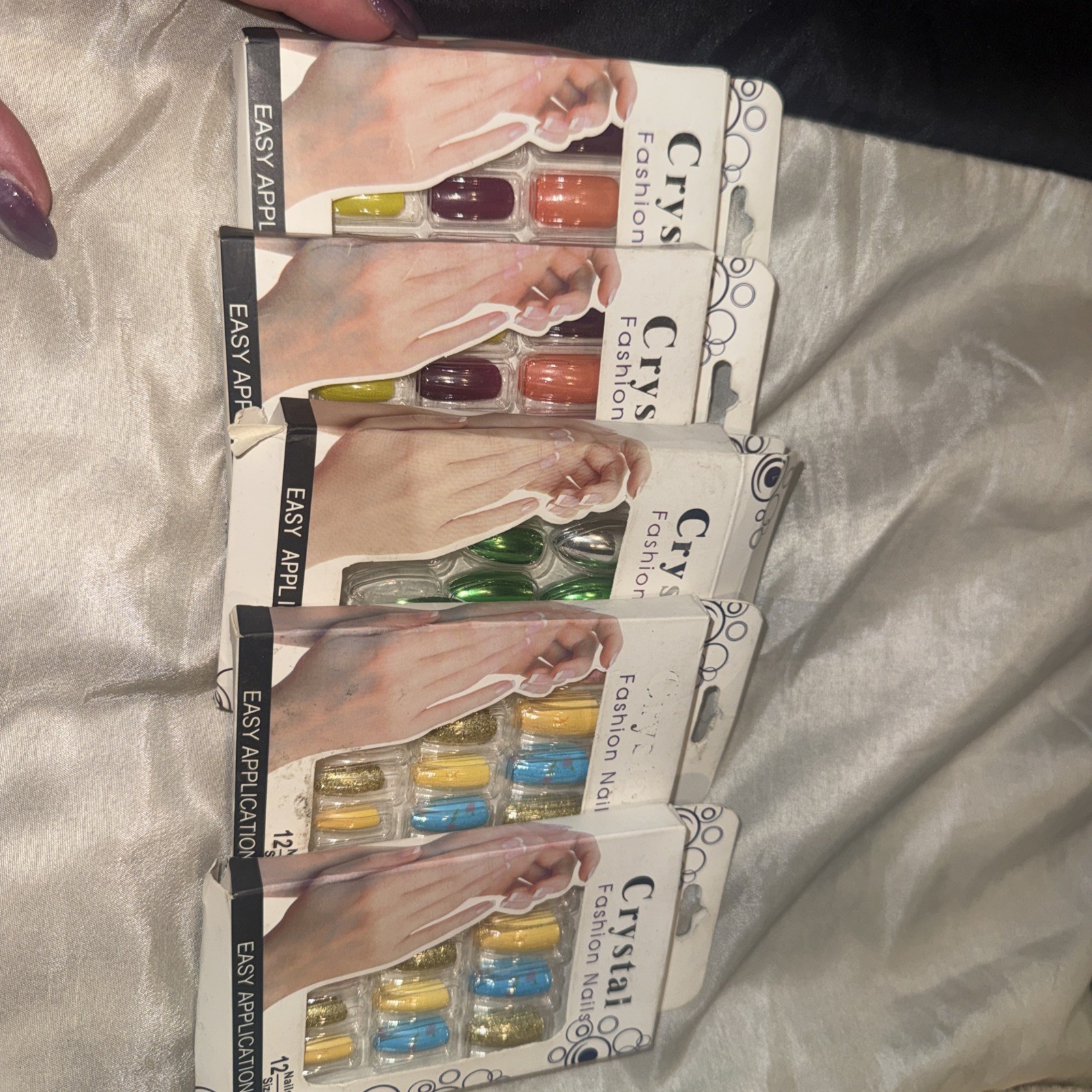 Lot of 5 Crystal Fashion Nails 12 Count Each New In Box
