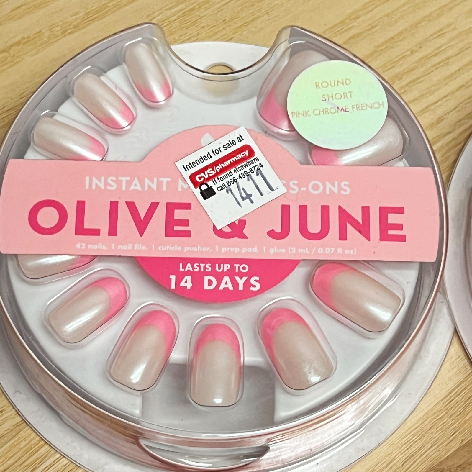 3X Olive & June Short French Tip Press-On Nails Squoval & Round NEW