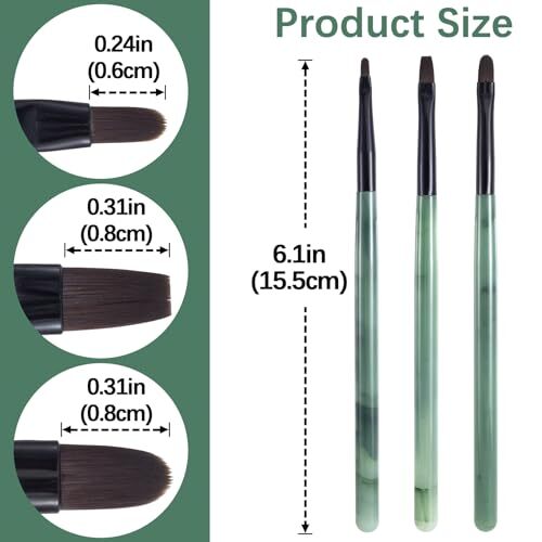 3PCS Nail Clean Up Brushes, Green Nail Art Polish Remover Pens, Cleaning