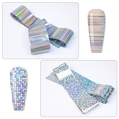 Metallic Silver Laser Holographic Nail Foil Transfer – Metallic Silver Style