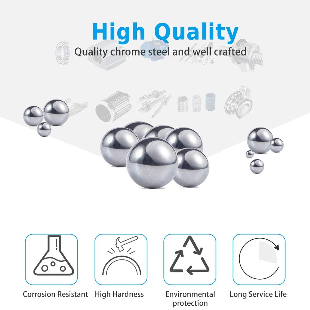 600 Piece 6 Sizes Assorted Loose Bicycle Bearing Balls 1/4″ 7/32″ 3/16″ 5/32″…