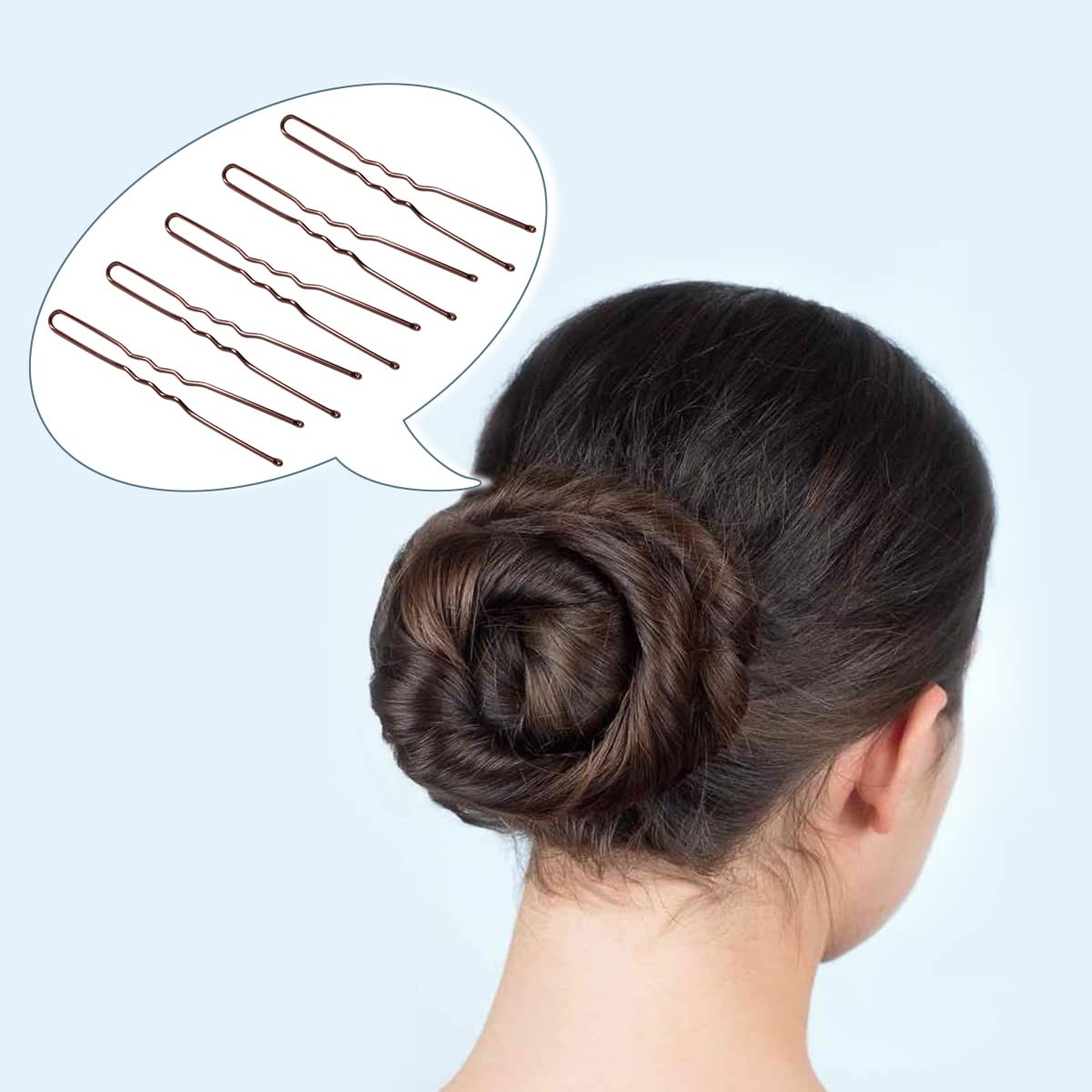 100 PCS Invisible Wave Hairgrip U Shaped Hair Pins Kit Large Heavy Duty Brown