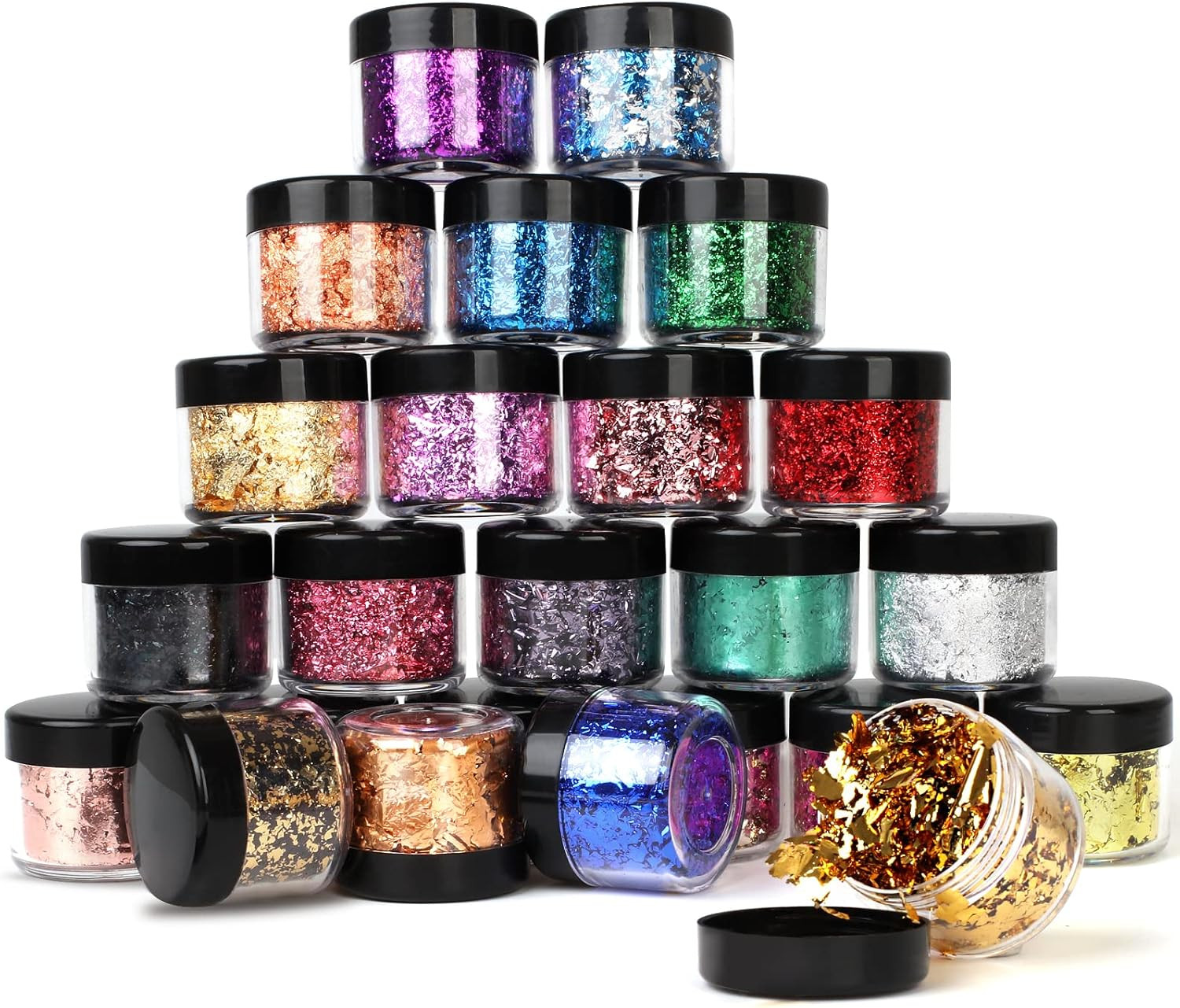 Gold Foil Flakes – 24 Color Metallic Gilding Flakes for Resin, Nails, Painting,