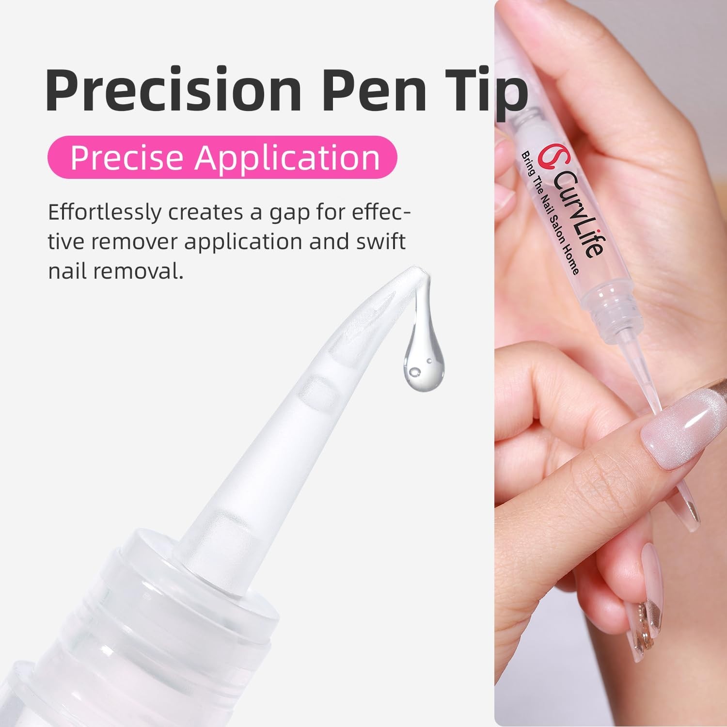 New 3 in 1 Nail Glue Remover Pen, Nail Glue Remover for Press on Nails, Click&Re