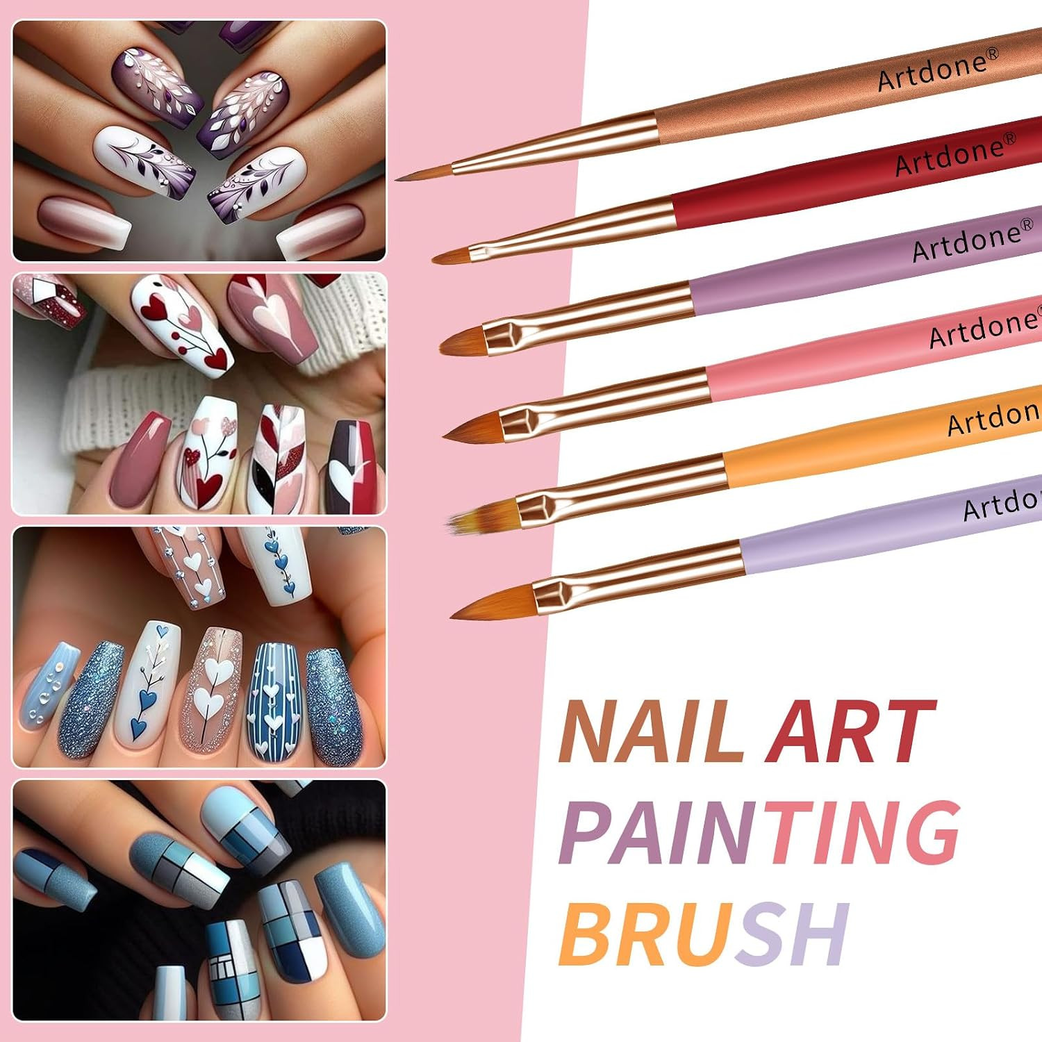 Nail Dotting Tools Double-Ended Nail Art Brushes Kit Nail Art Gel Polish Liner B
