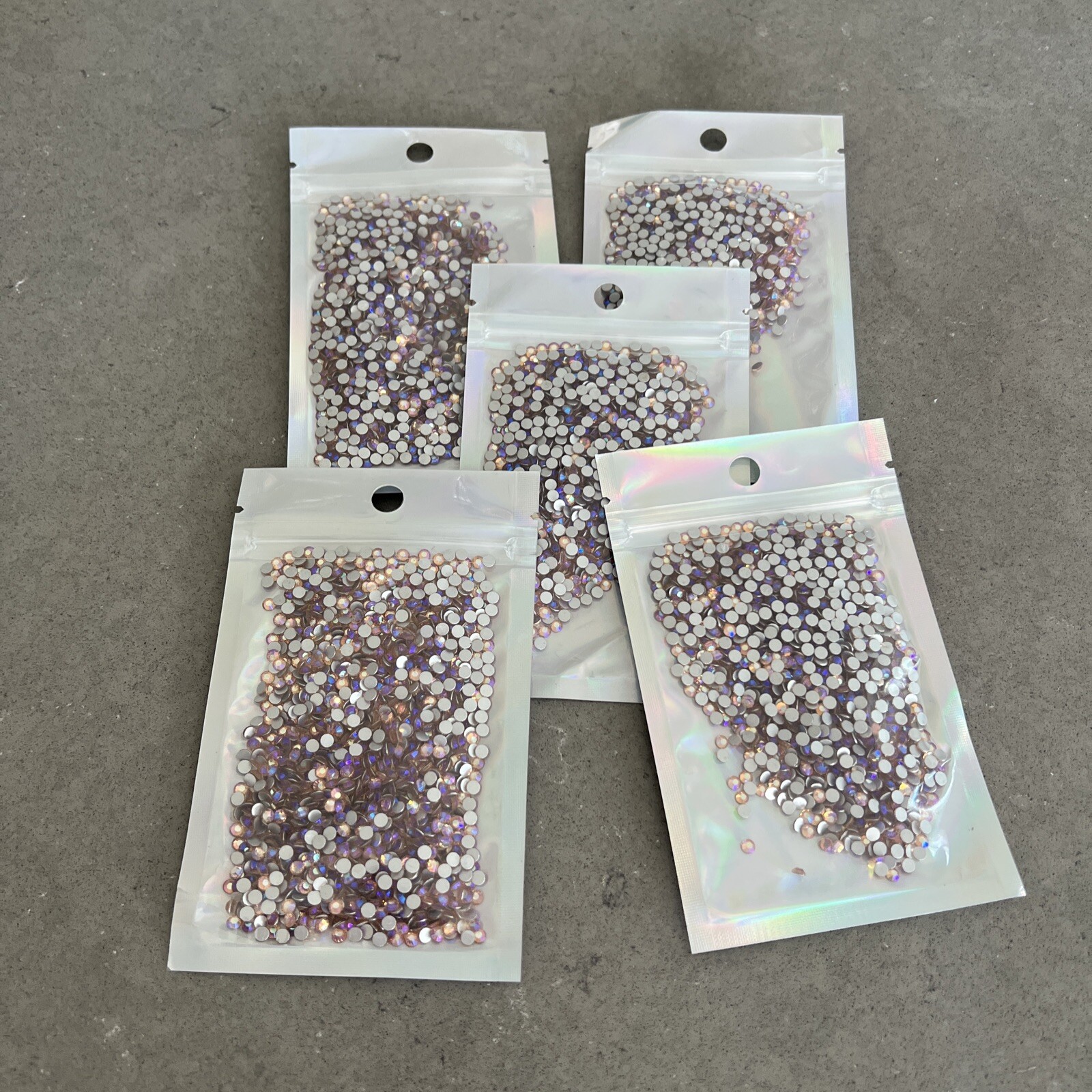 5 Pk 3mm Nail Art Gems .8oz Each Iridescent Purple PInk | Sealed W/ Fast Ship
