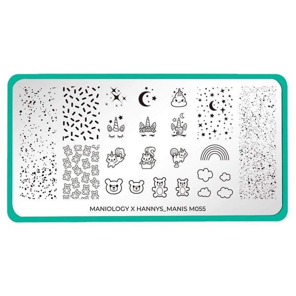 M055 Maniology X Hannys_Manis Sprinkles Unicorn Rainbow Nail Stamping Plate