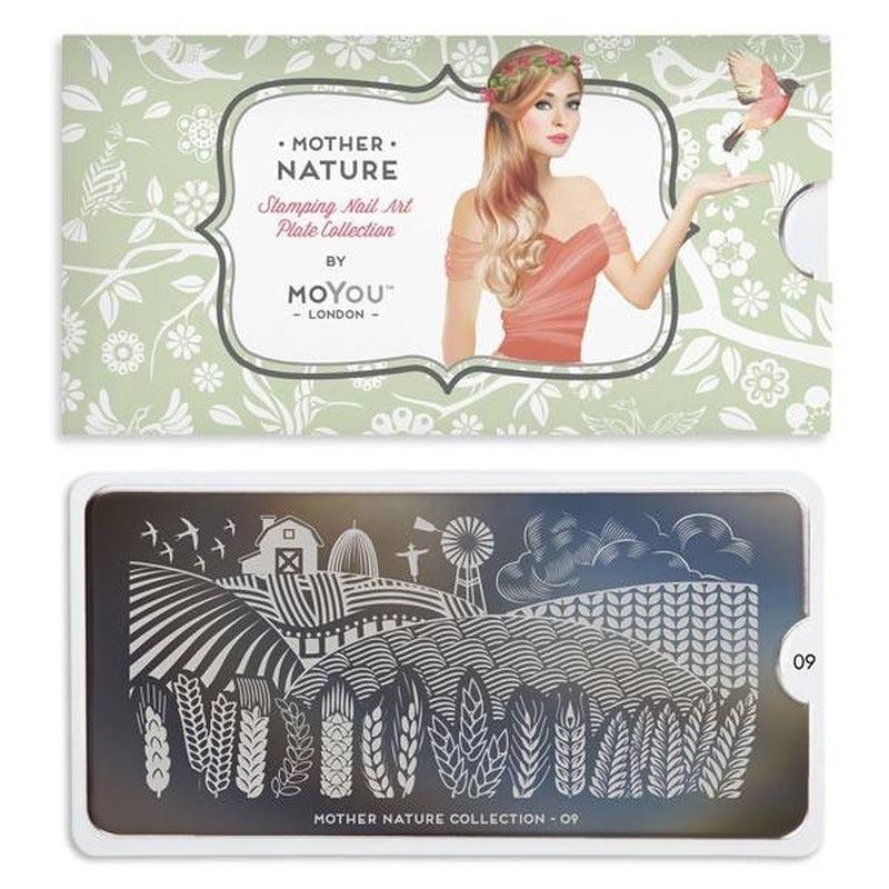 MoYou London Mother Nature Collection 09 Nail Stamp Plate Farm Farmer Corn Crop