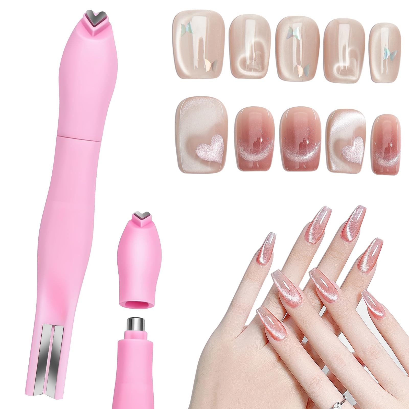 3 in 1 Cat Eye Nail Magnet, Versatile Magnet Tool for Small, Pink
