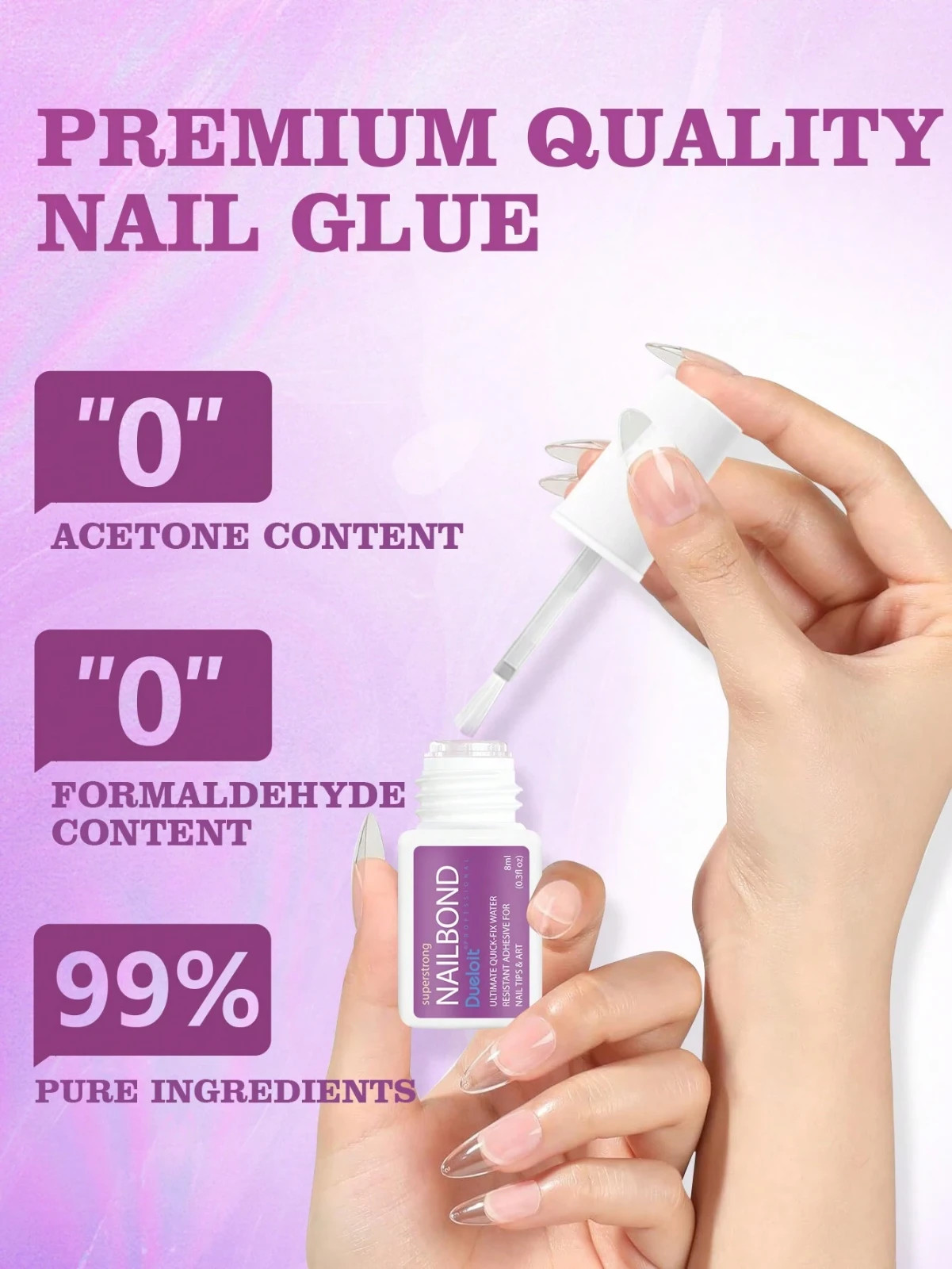 3pcs Brush-On Nail Glue Set 8ml – Strong Adhesive for Press-On&Acrylic Nails-UK