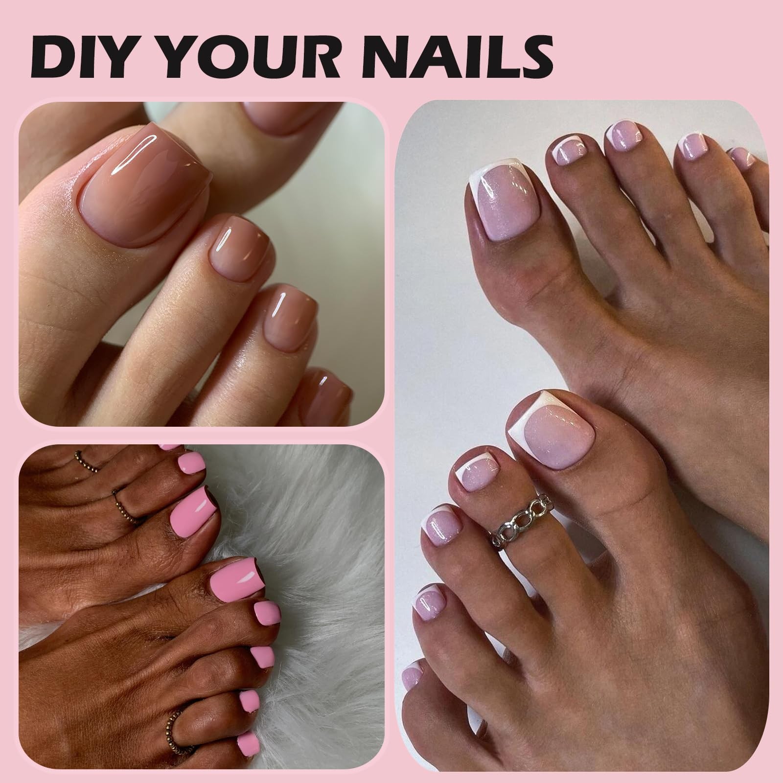 300pcs Toe Nail Dual Forms for Poly Gel Toenail Extension, Reusable Full Cove…