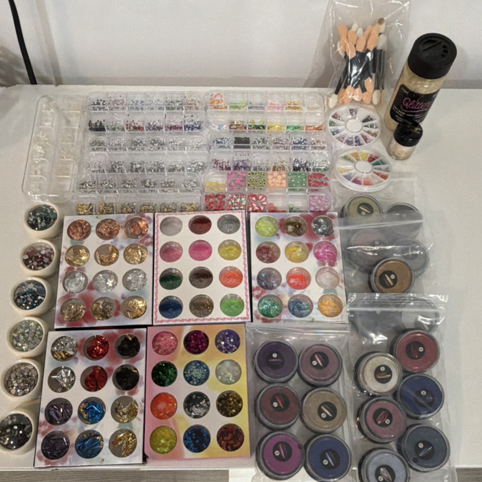 Multicolor Nail Art Kit with Glitter, Rhinestones, Foil, Assorted Tools