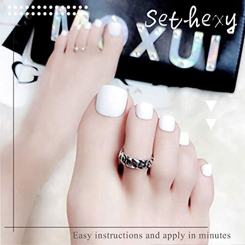 Solid Color Glossy False Toe Nails Bright Fashion Square Short Full White