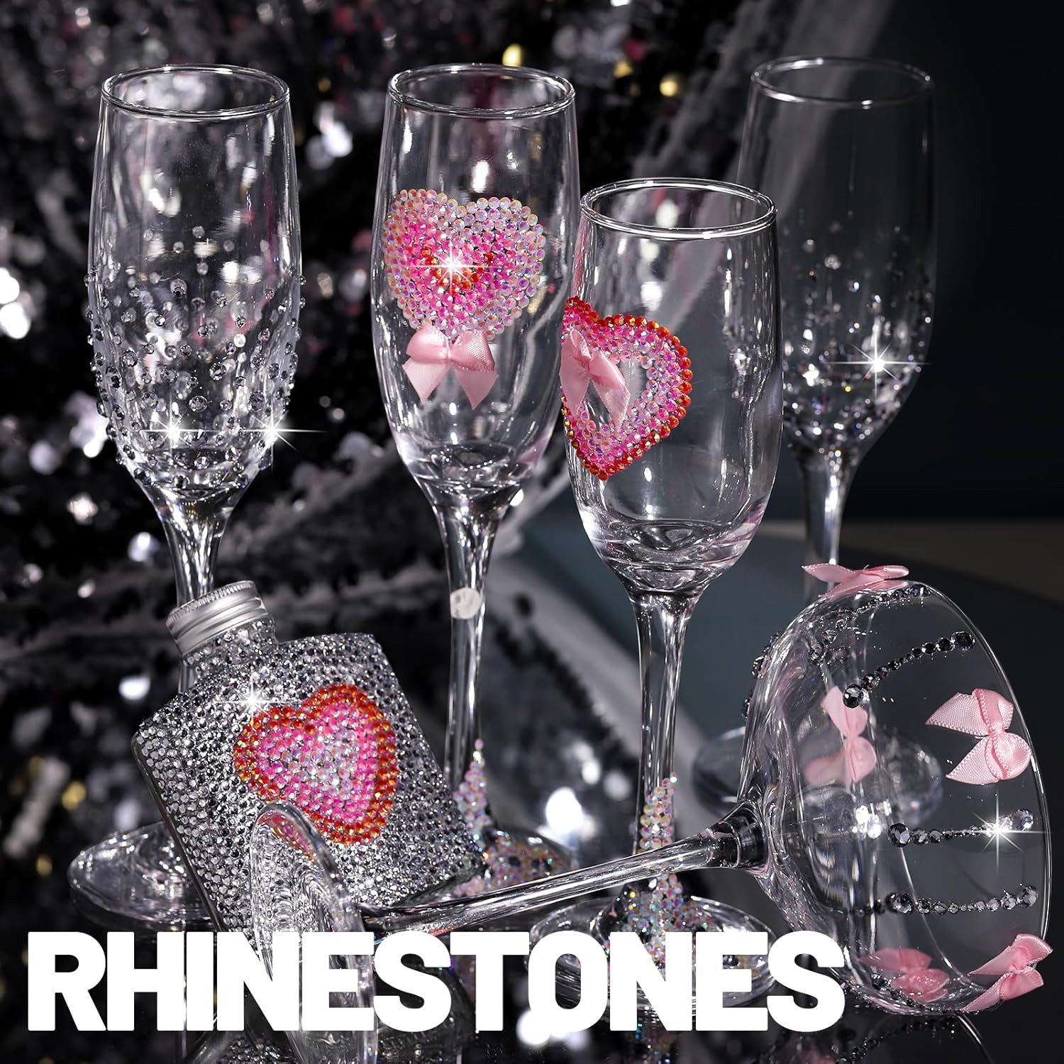24000Pcs Silver Rhinestone Kit, Resin Rhinestones for Crafting, Multi-Colored Fl