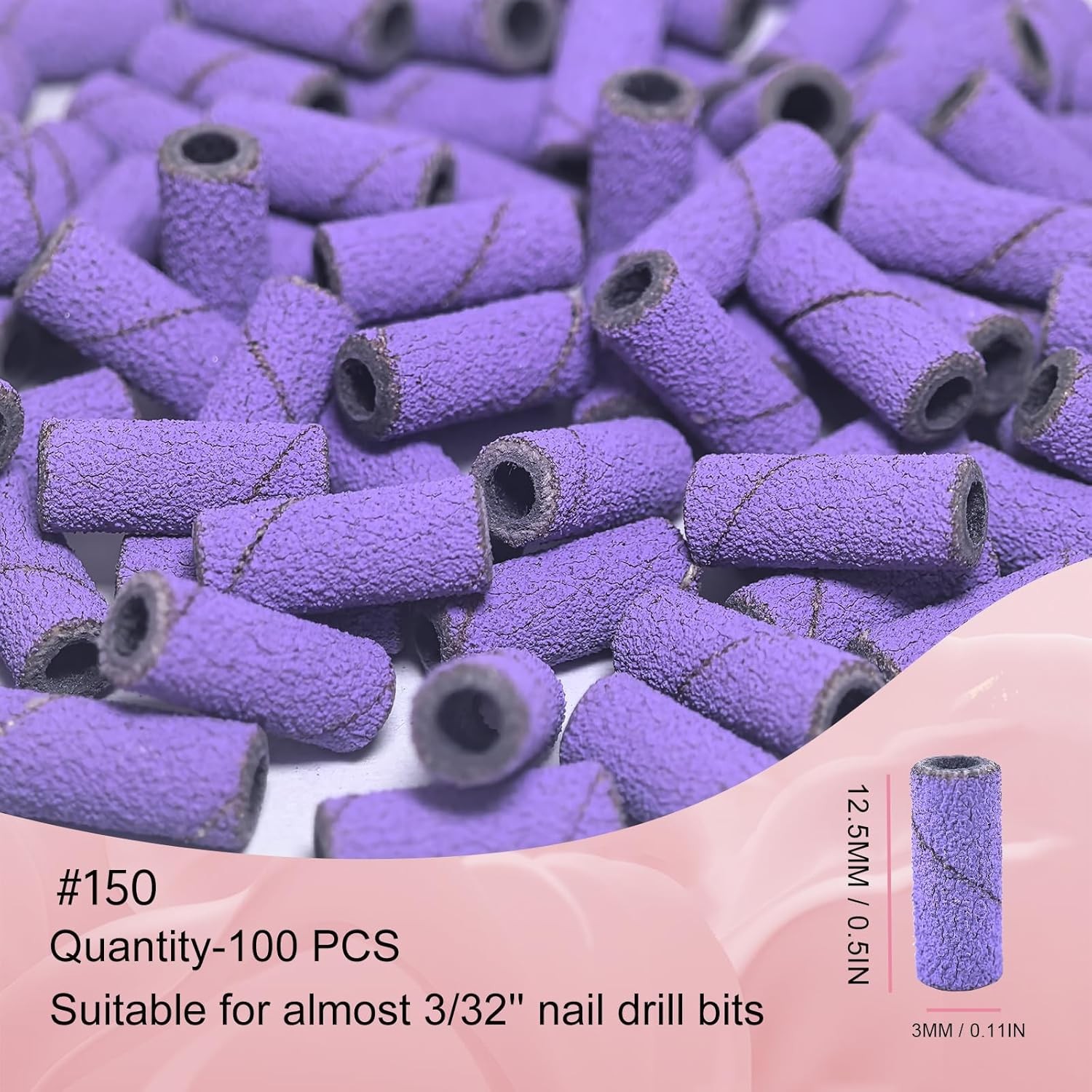 Small Sanding Bands Nail Drill Bits, Corfulra 150 Fine Grit Nail File
