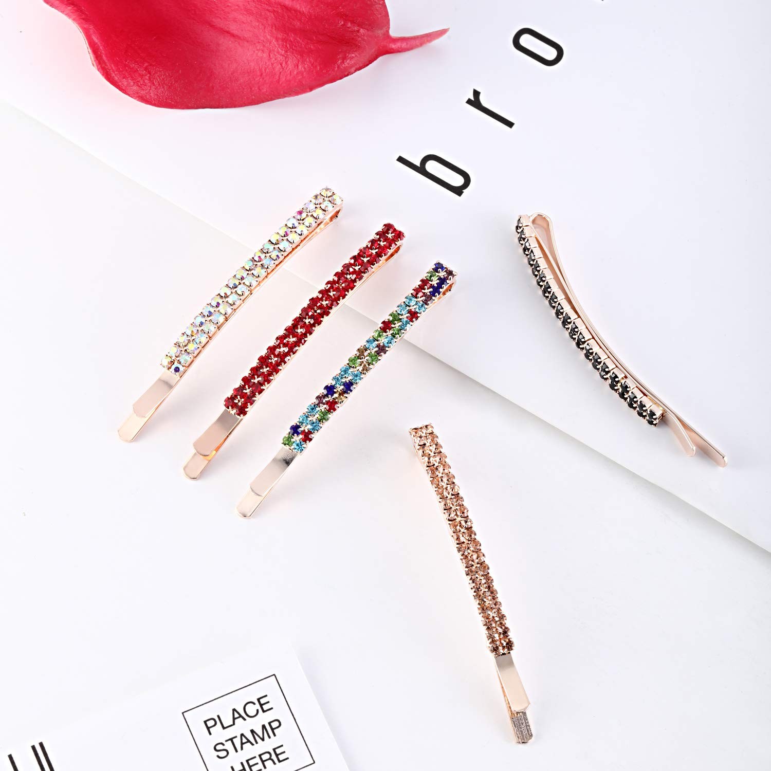 Yaomiao 16 Pieces Rhinestone Bobby Pins 16 Count (Pack of 1), Multi Color