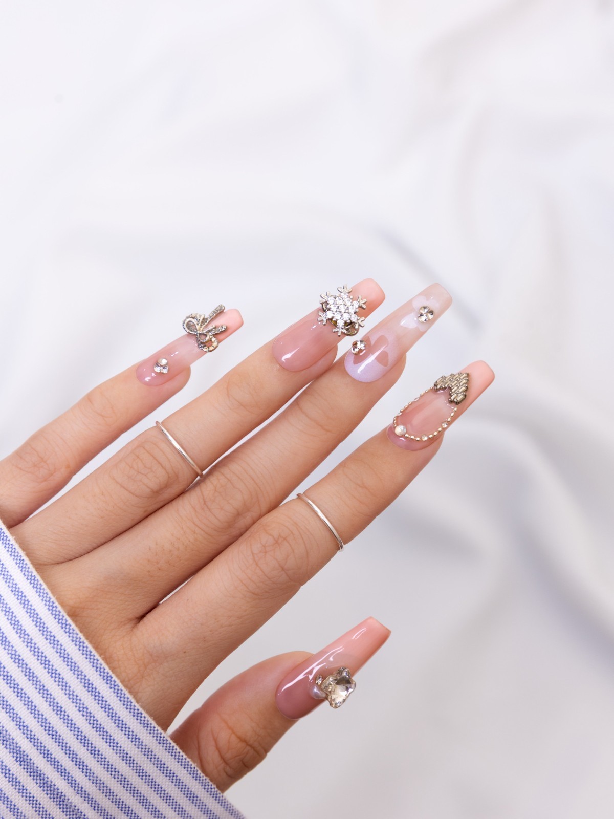 SIYOU | Fairy Space | (Long Coffin) Pink Press-On Nails (10pc Kit)
