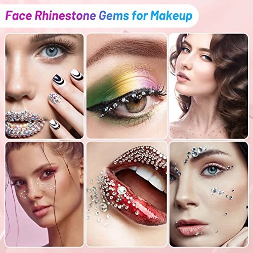 3600Pcs Gems Rhinestones with Makeup Glue, Tweezers Dotting Tools for B.clear