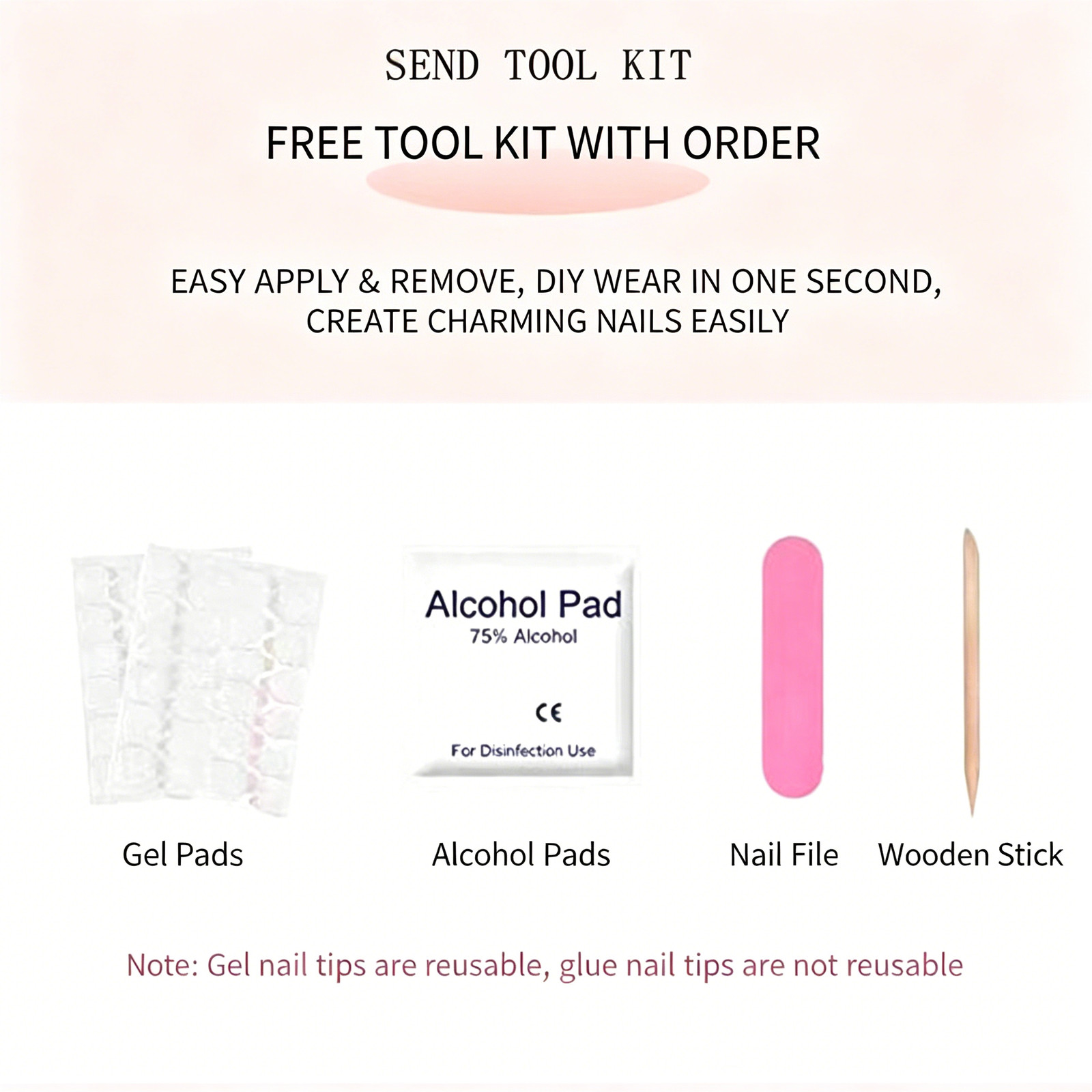 Light Pink Blush Short Square Press-On Nails Korean Style Fresh Girly Gentle Pur