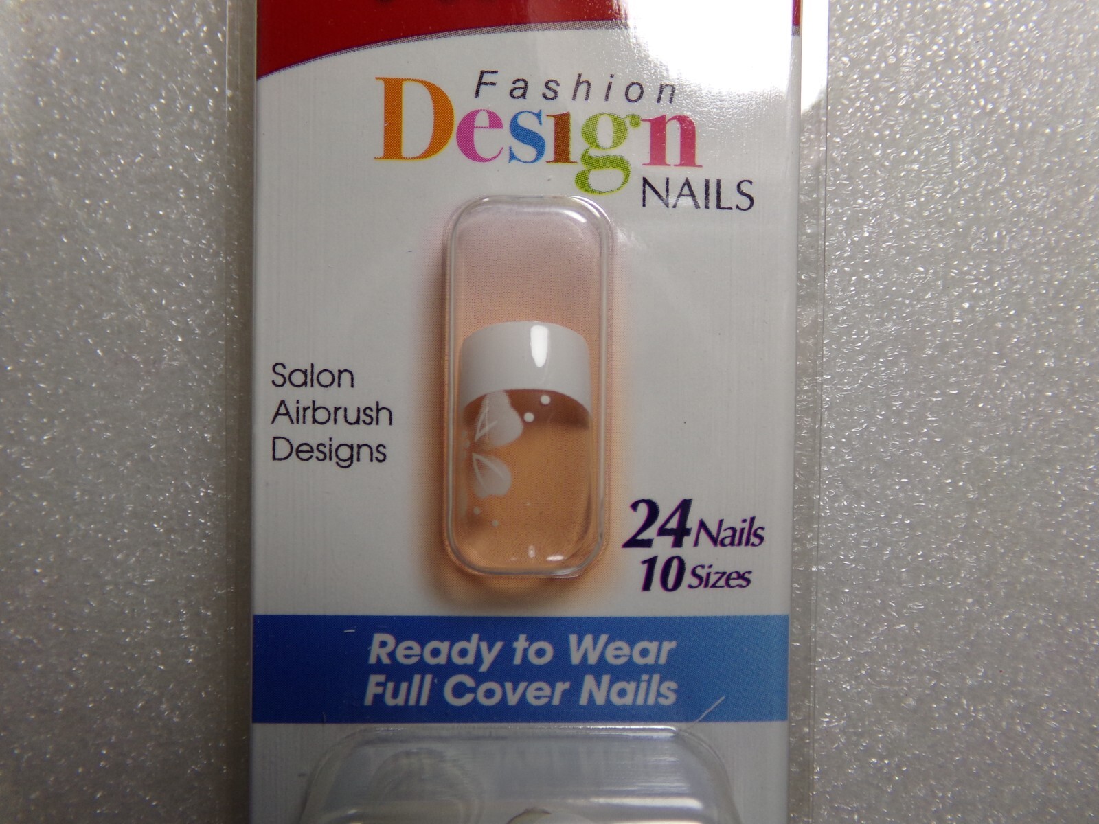 Kiss Clear Nails White French with Flower glue on Medium Square