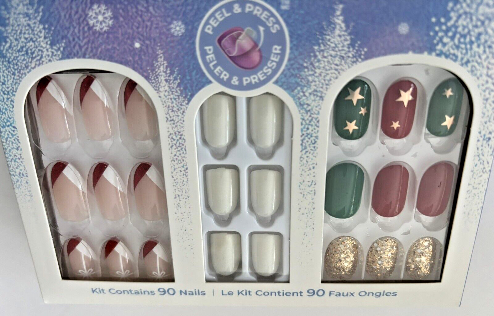 KISS imPRESS 90 Nails Peel & Press Assorted Styles Holiday Christmas Valentine’s