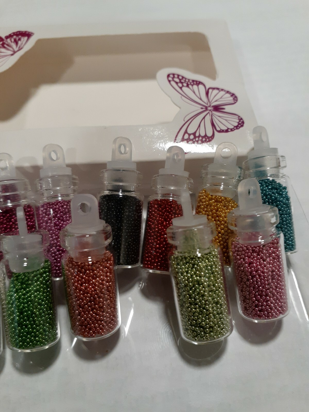 Micro beads caviar nail art Decoration set 12 small bottles mixed colors