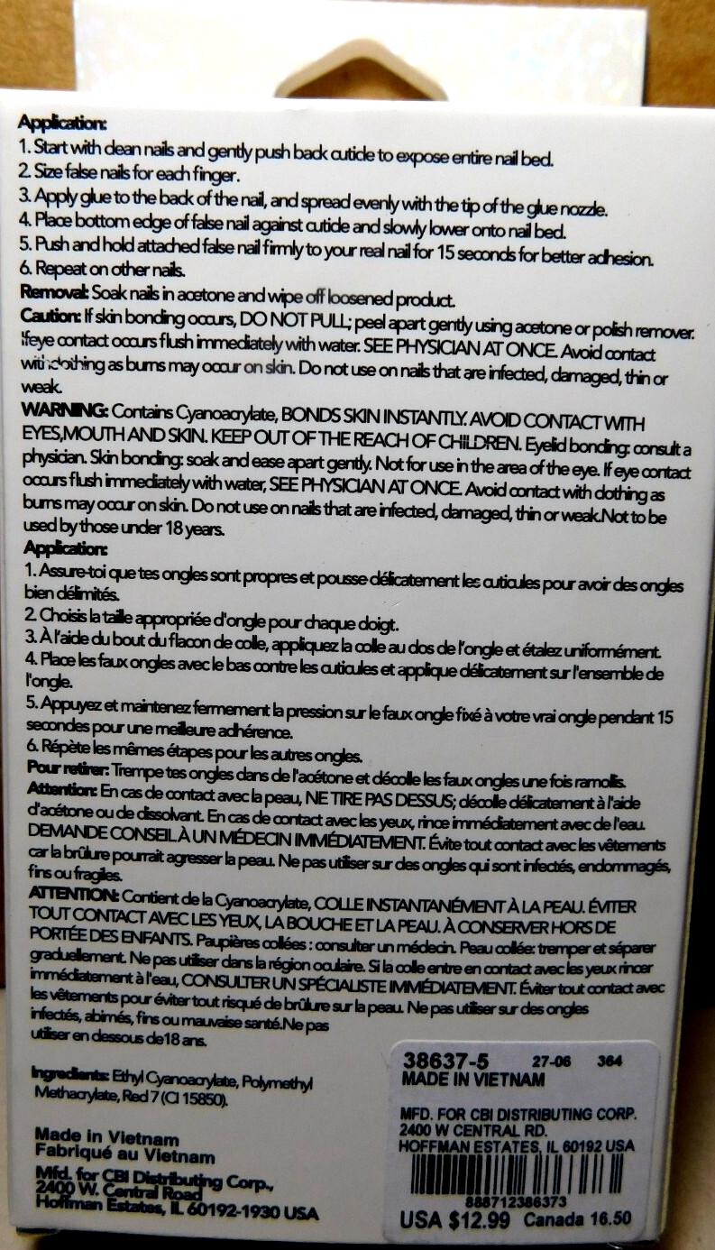 CBI Distributing Corp.~Icing 24 Faux Nails Vegan CB.AN Beige With Black Tip Nail