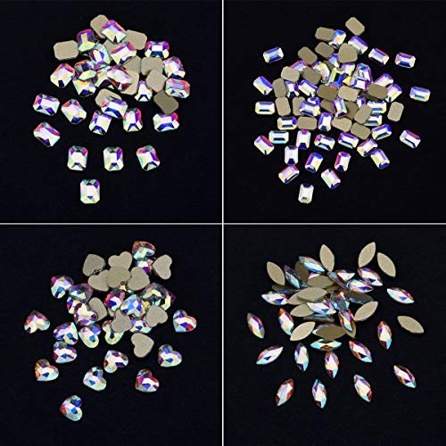 240pcs Flatback Crystals Mix – 12 Styles, Multi Sizes, Glass AB Rhinestones for