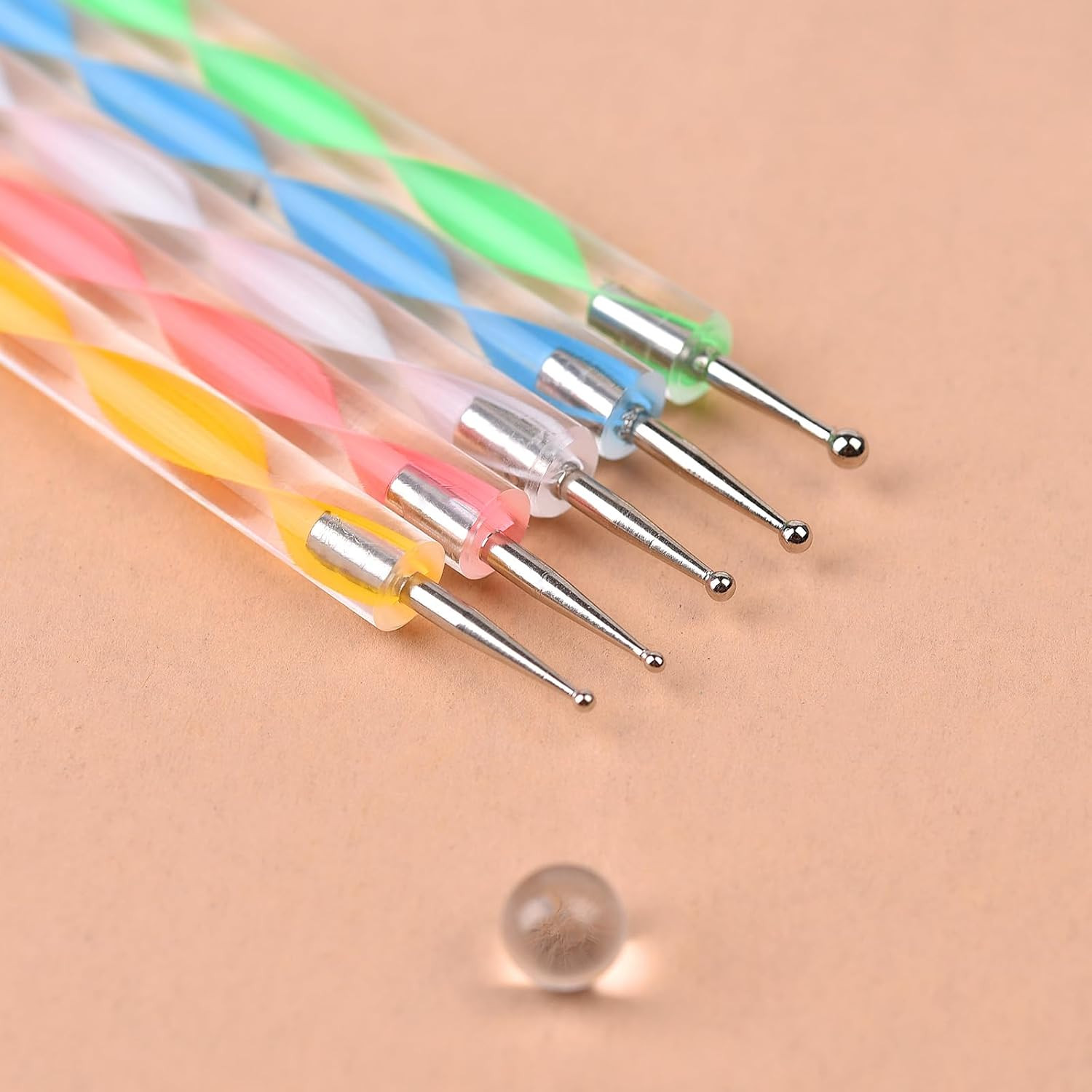 5Pcs Double-Ended Nail Art Dotting Pens 10 Different Diameter Ball End Dots Pain