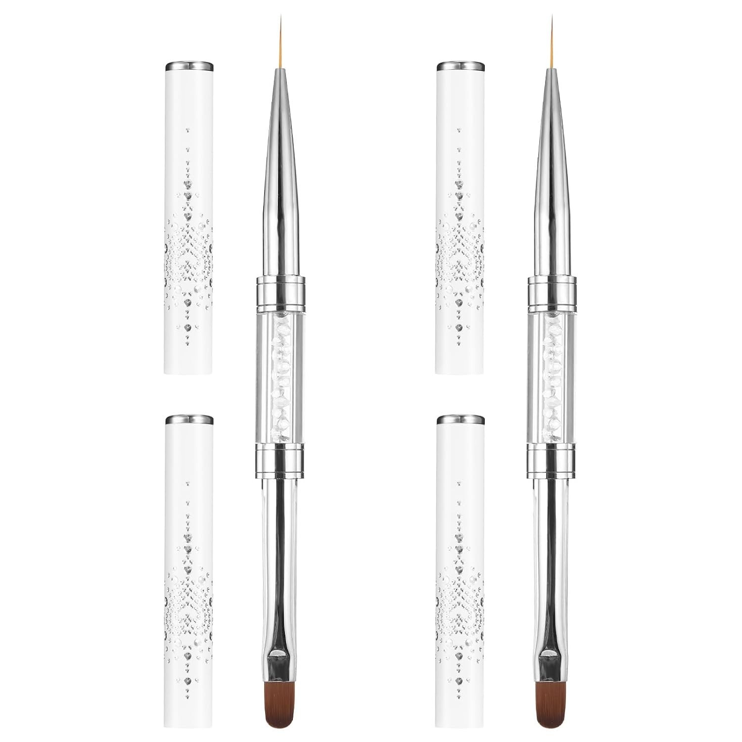 2 Pcs Double Ended French Tip Brush Hard Gel, Nail Builder Gel Brush, Brush L…