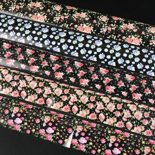 Spring Floral Nail Art Foils Transfer Stickers 10Pcs Colorful Rose Style 4