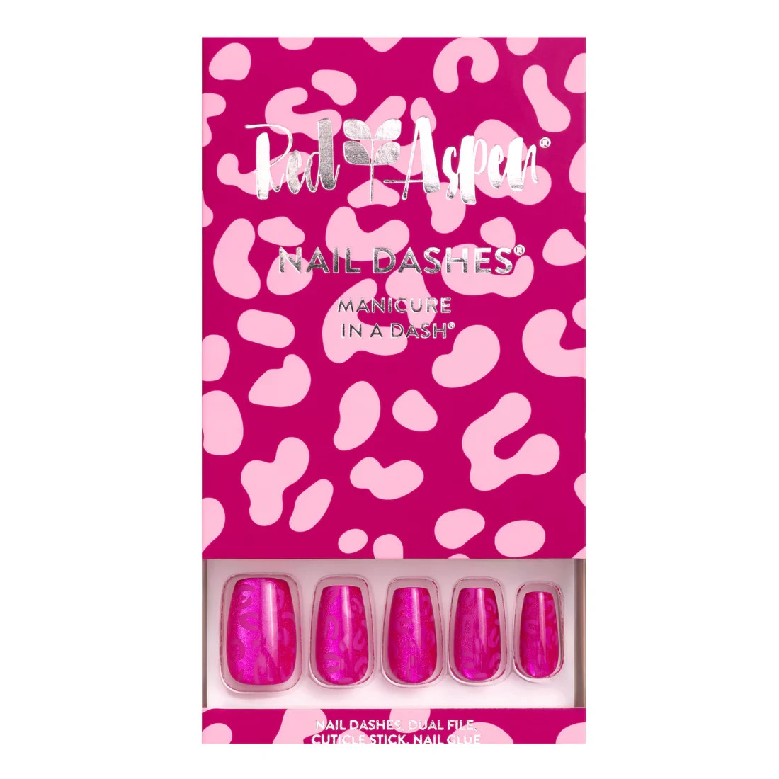 Red Aspen Press On Nails-Prowl in Pink, Pru Medium Coffin Leopard Pink