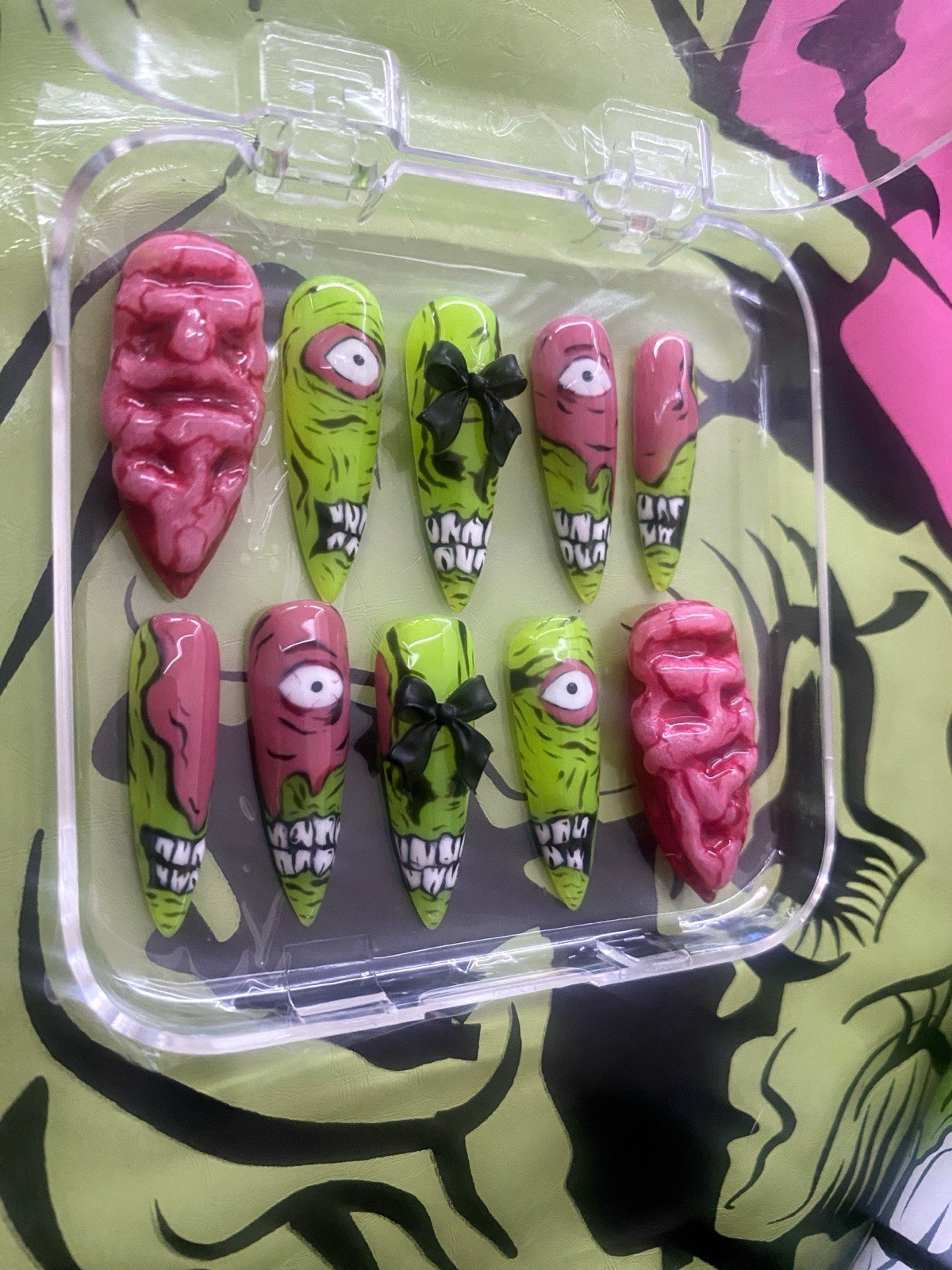 Iron Fist Chomper Zombie Inspired Nail Set with mini prep kit included