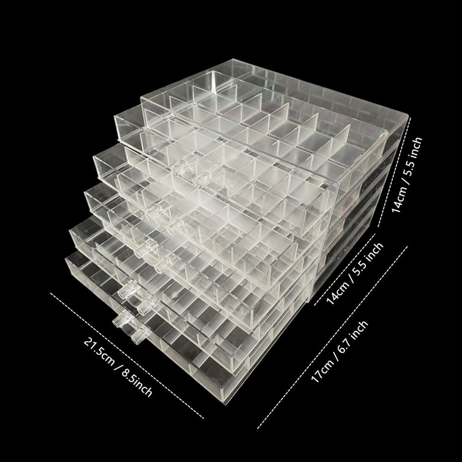 Clear Acrylic Jewelry Organizer Box with 5 Drawers 120 Grids, Dustproof Trans…