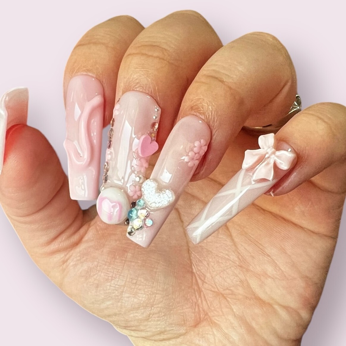 Luxurious Handmade Acrylic Press On Nails – B5 – High Quality & Reusable